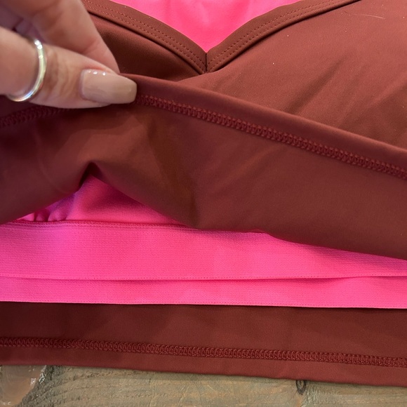 JoyLab Burgundy and Pink Cross-Back Sports Bra - Picture 6 of 6